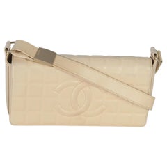 Chanel Vintage Beige Quilted Lambskin Chocolate Bar Flap Bag