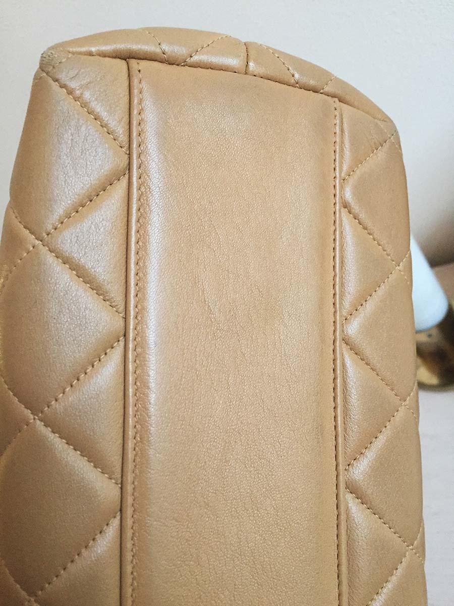 Women's Chanel Vintage Beige Quilted Lambskin Leather Bag, 1997