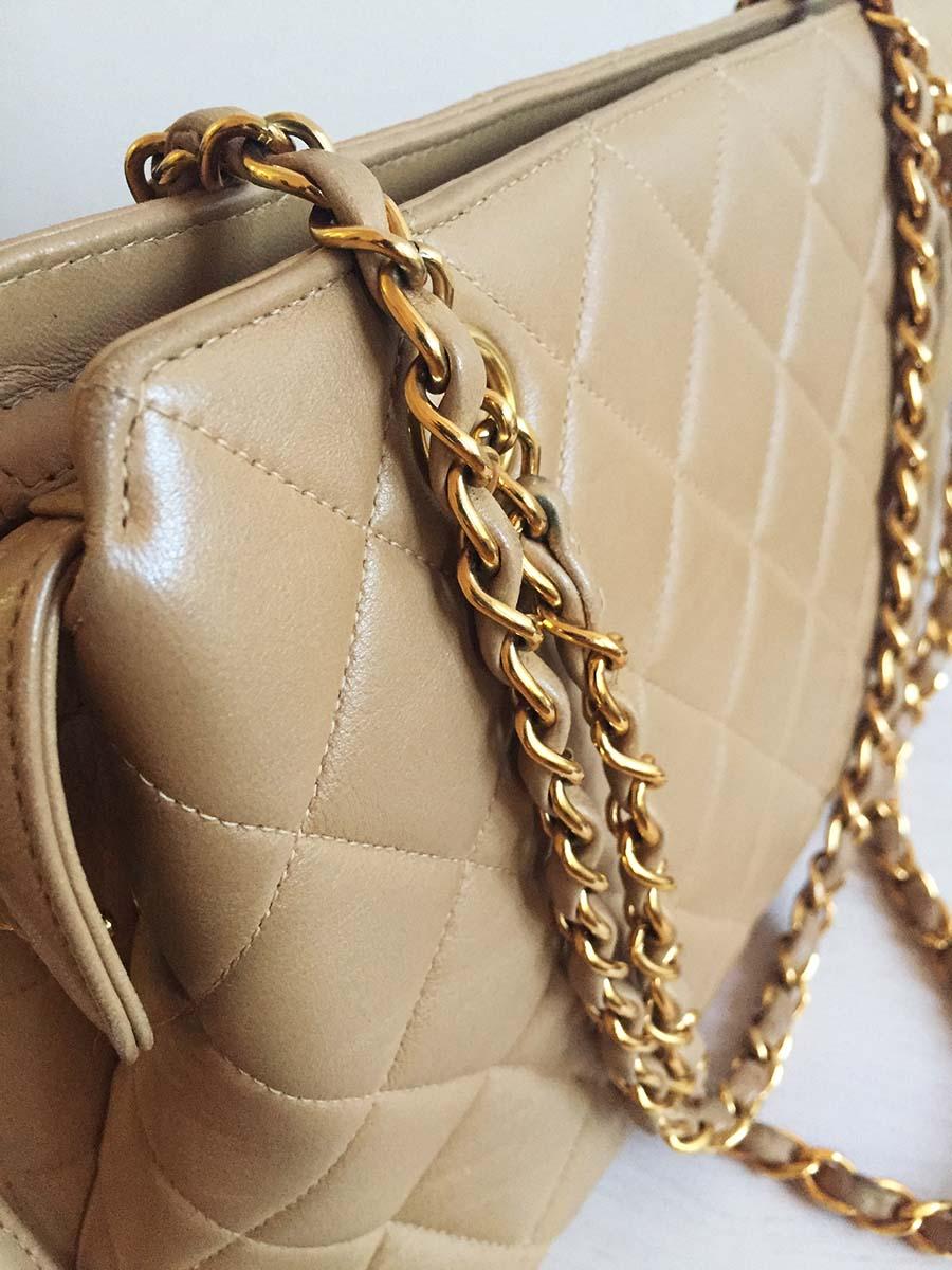 Chanel Vintage Beige Quilted Lambskin Leather Bag, 1997 3