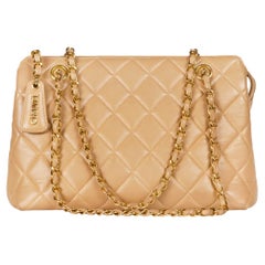 Chanel Vintage Beige Quilted Lambskin Leather Bag, 1997