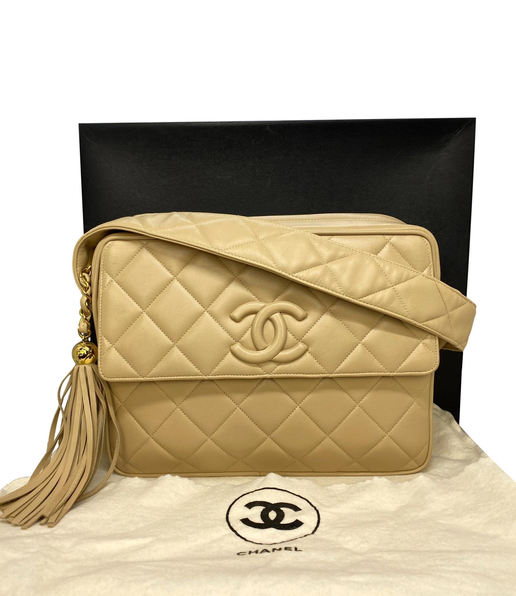 chanel vintage camera bag beige