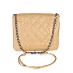 Chanel Vintage Beige Quilted Lambskin Square CC Flap Bag