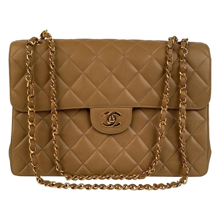 Chanel Vintage Beige Quilted Leather Double Face Shoulder Bag For Sale ...
