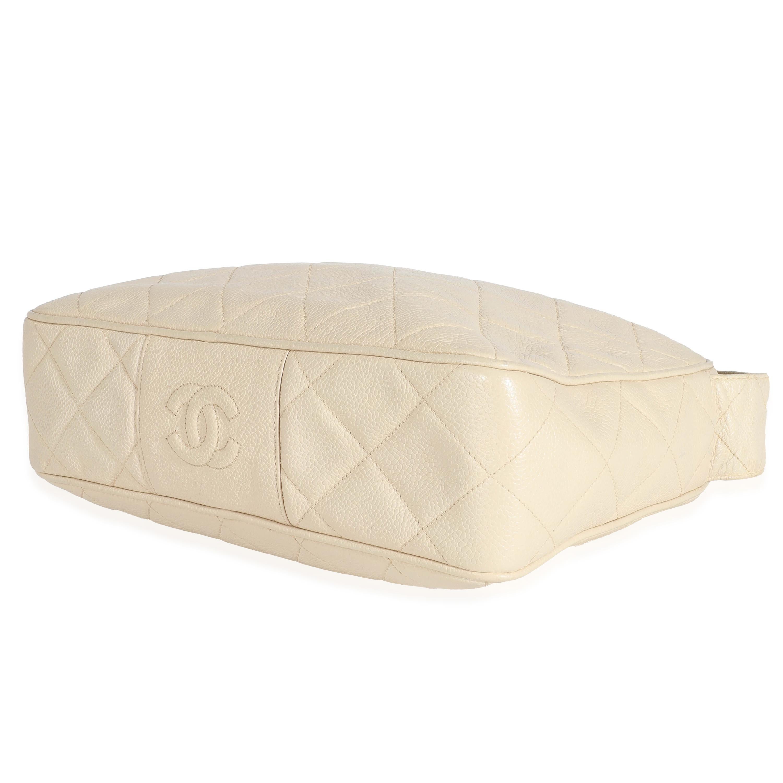 Sac de messager vintage beige matelassé Chanel Unisexe en vente