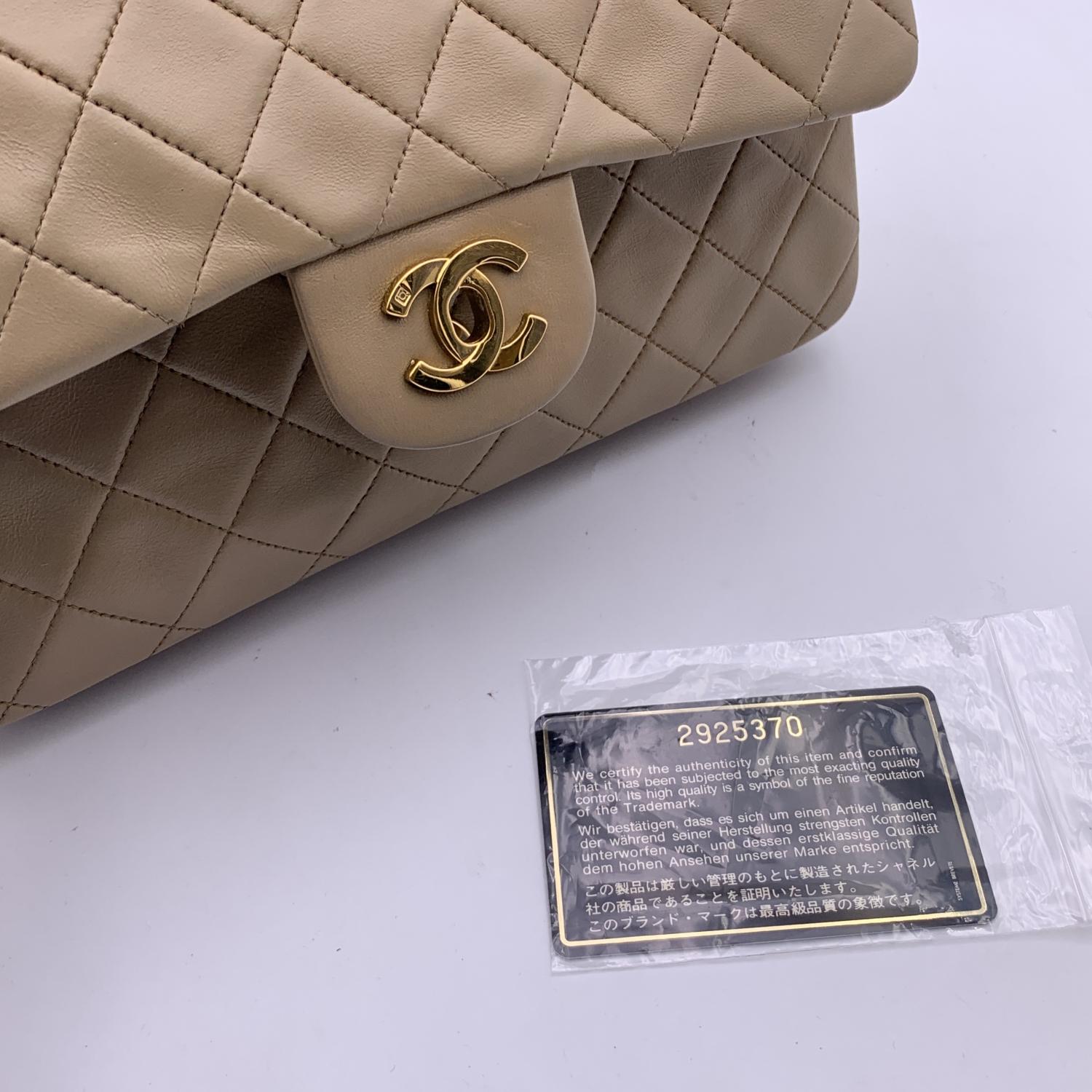 Chanel Vintage Beige Quilted Timeless Classic 2.55 Bag Double Flap 5