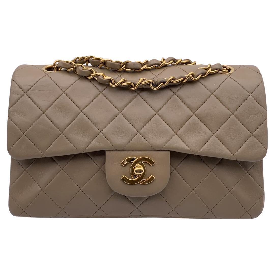 Chanel Vintage Beige Quilted Timeless Classic 2.55 Bag Double Flap