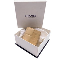 Chanel Vintage Beige Square Quilted Leather Wide Bracelet