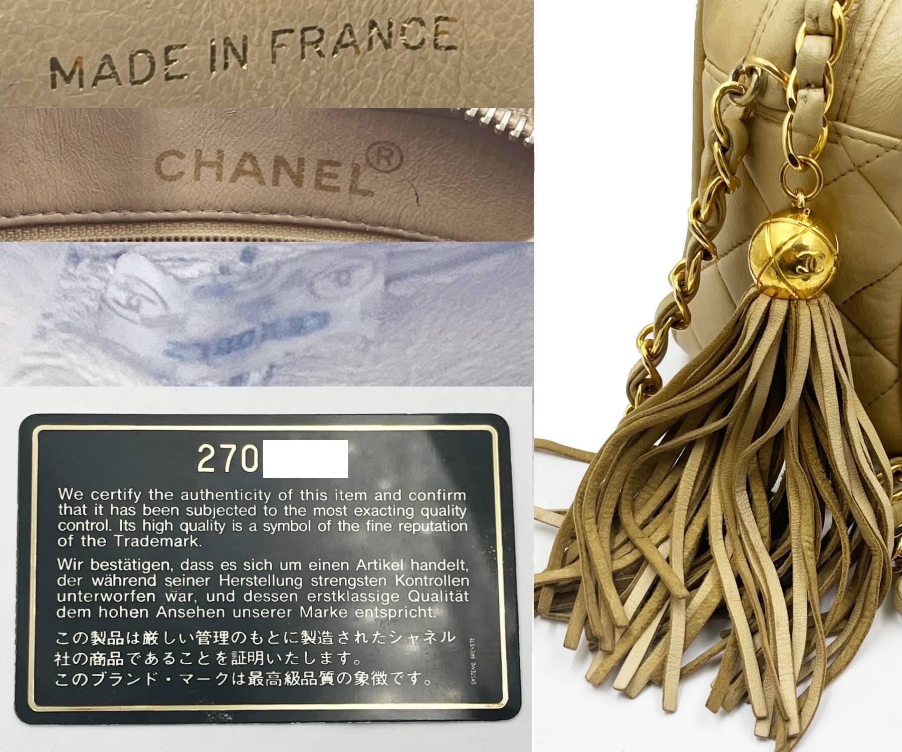 Chanel Vintage Beige Tassel Camera Small Cross Body Bag   For Sale 2