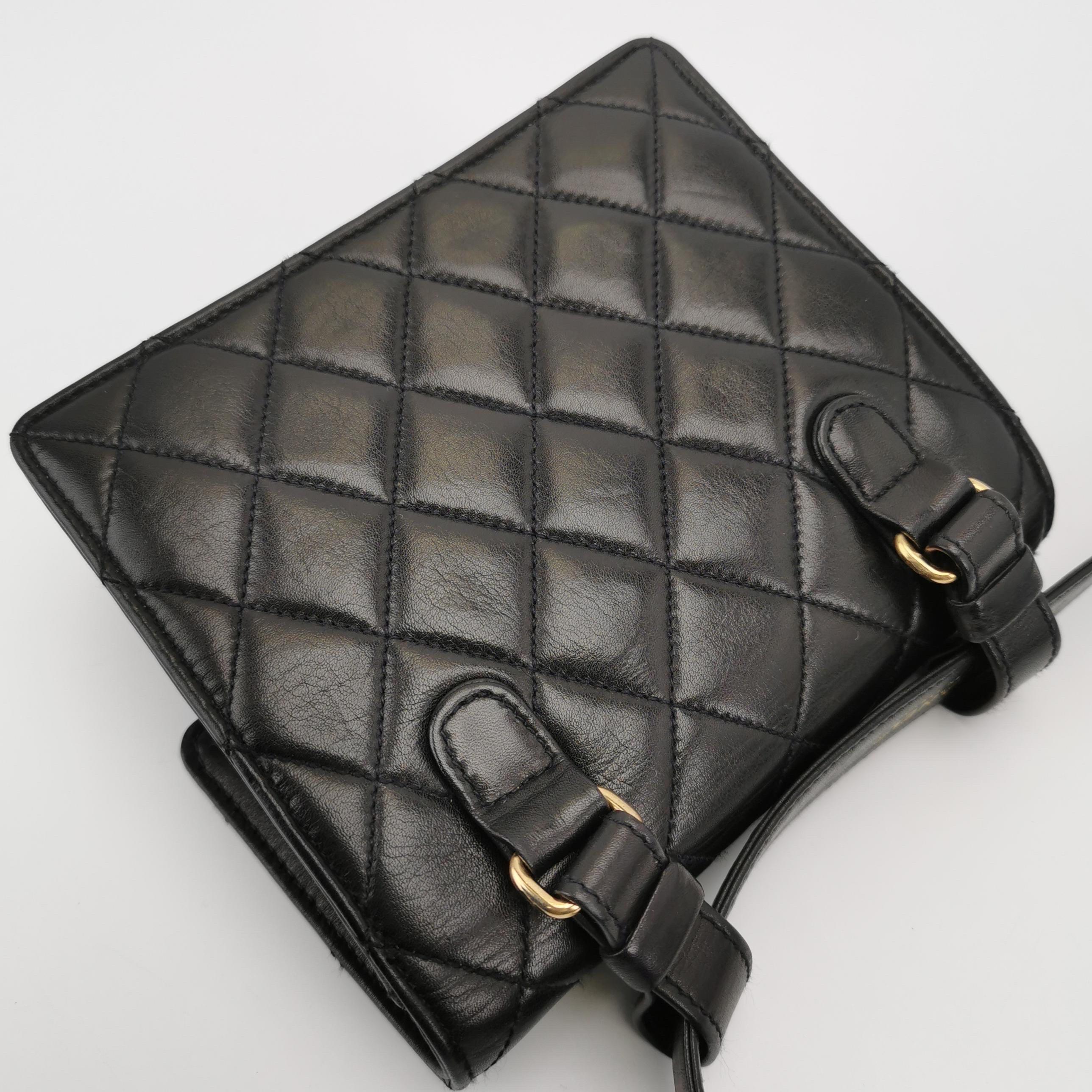 Chanel Vintage Belt Bag Mini Black Lambskin Leather Gold-tone Hardware For Sale 8
