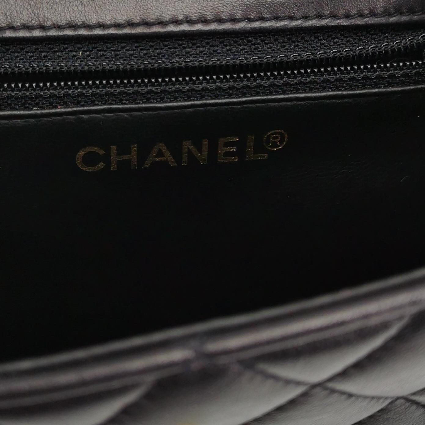 Chanel Vintage Belt Bag Mini Black Lambskin Leather Gold-tone Hardware For Sale 3