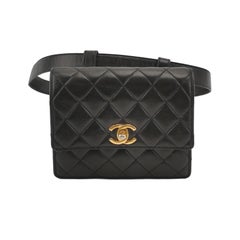Chanel Vintage Belt Bag Mini Black Lambskin Leather Gold-tone Hardware