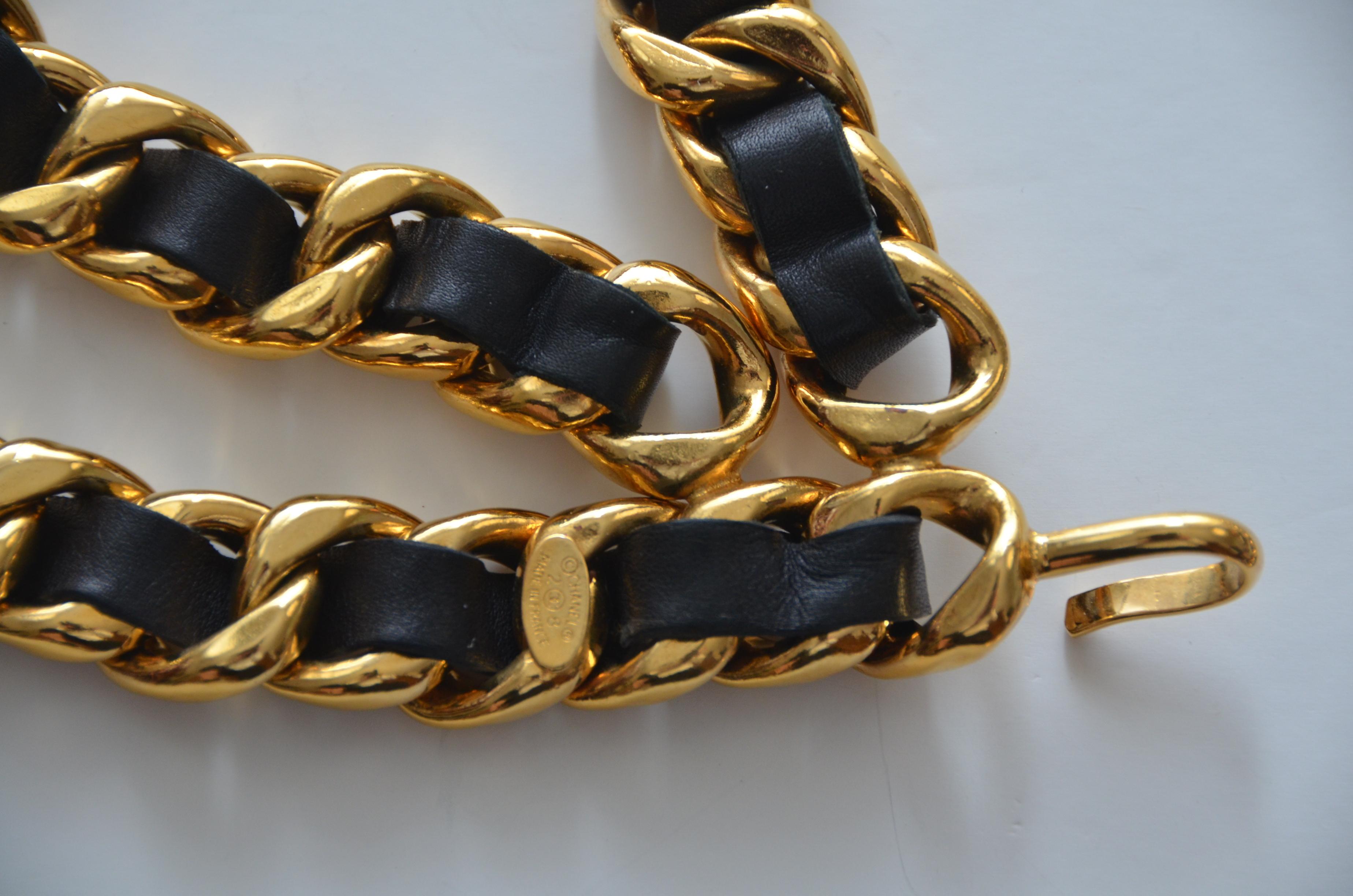 CHANEL Vintage Belt Double Chain With Large CC     Mint 2