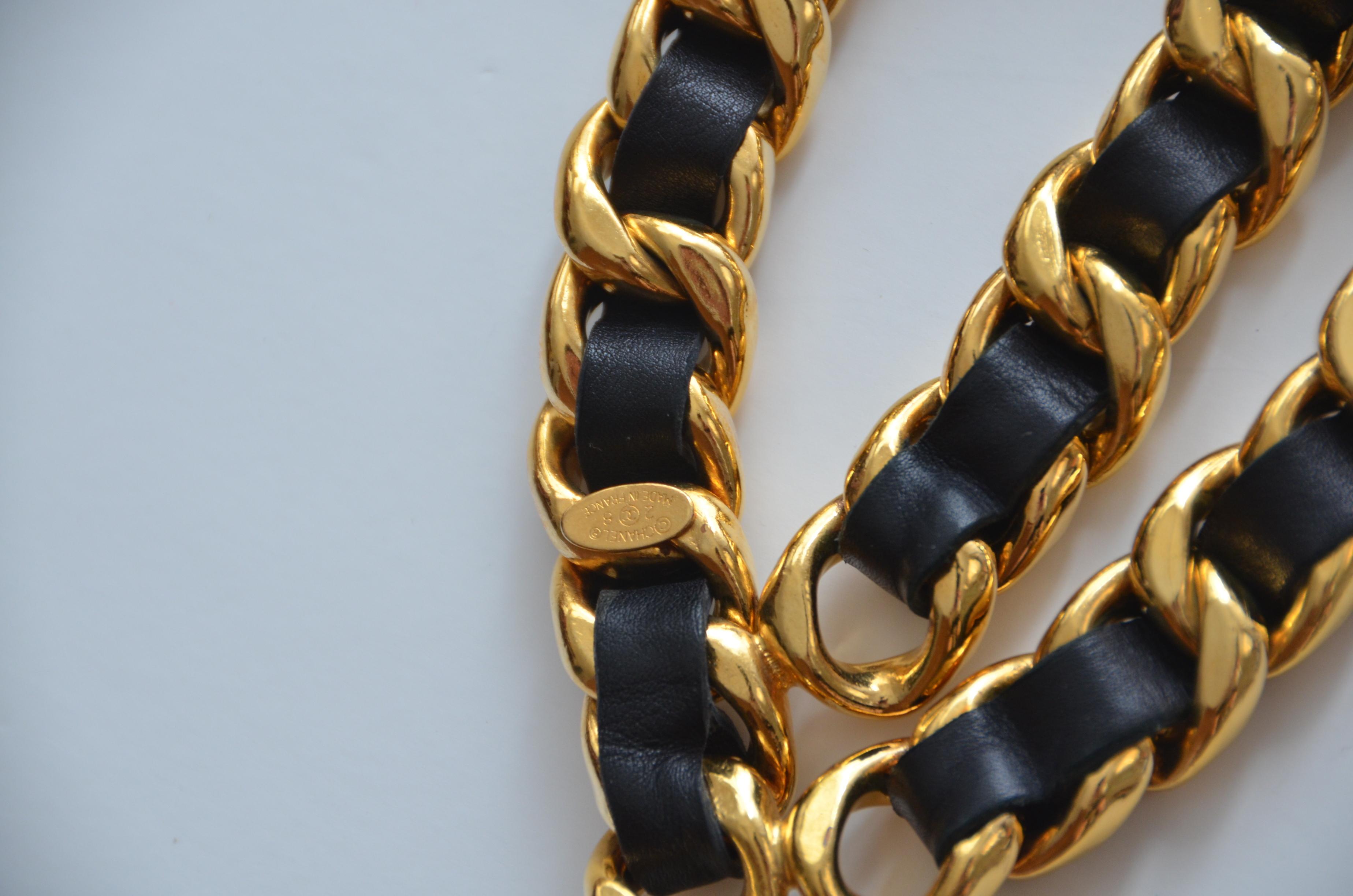 Brown CHANEL Vintage Belt Double Chain With Large CC     Mint