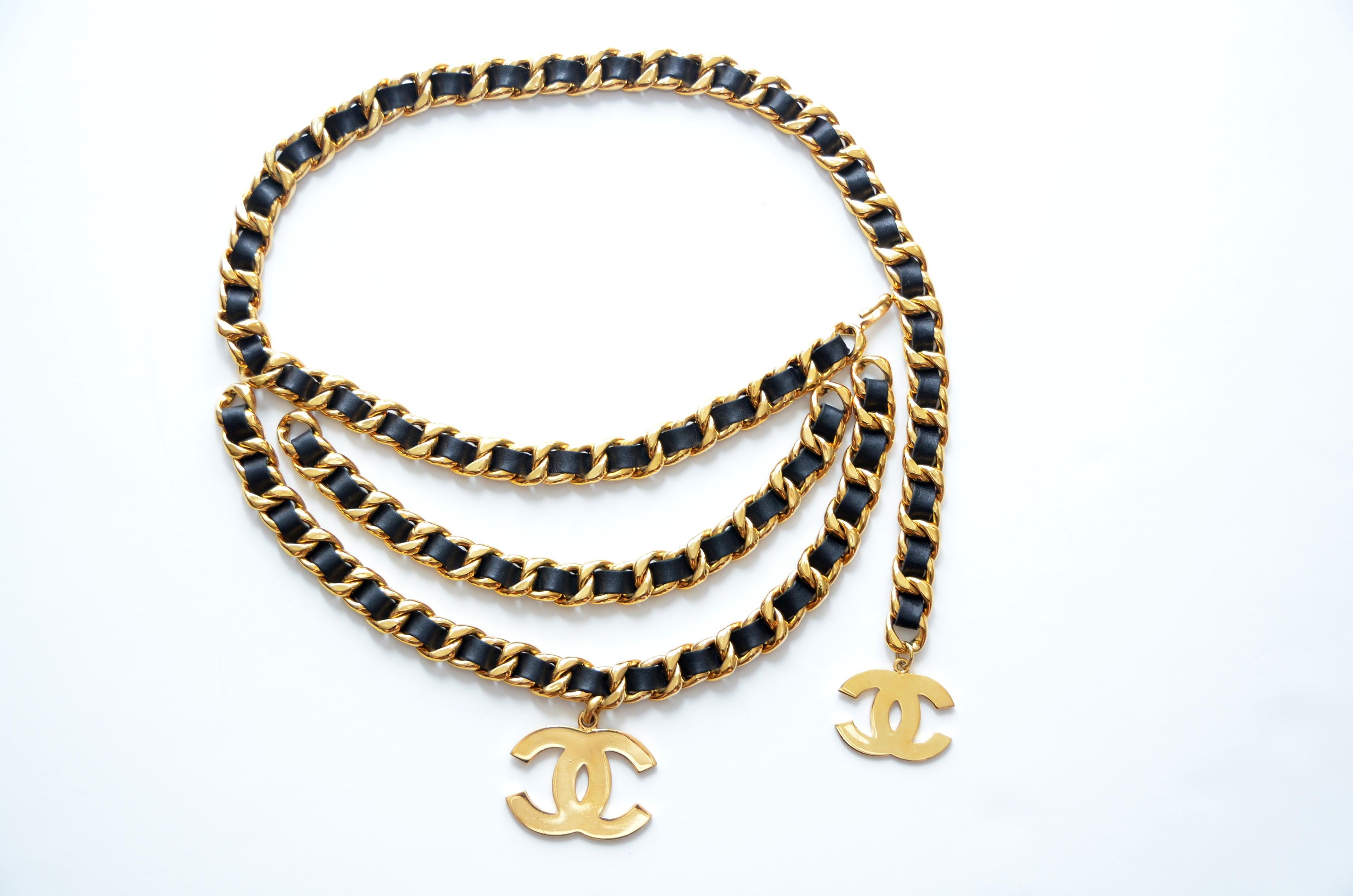 Women's or Men's CHANEL Vintage Belt Double Chain With Large CC     Mint