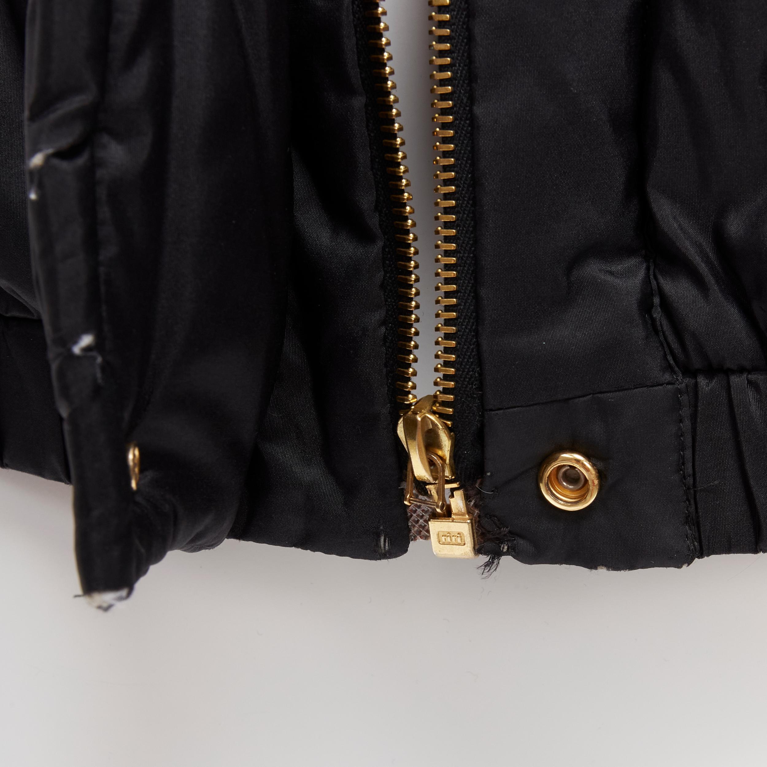 CHANEL vintage black 100% silk gold CC logo button cropped bomber jacket FR40 L 8