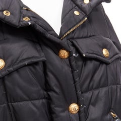 CHANEL vintage black 100% silk gold CC logo button cropped bomber jacket FR40 L