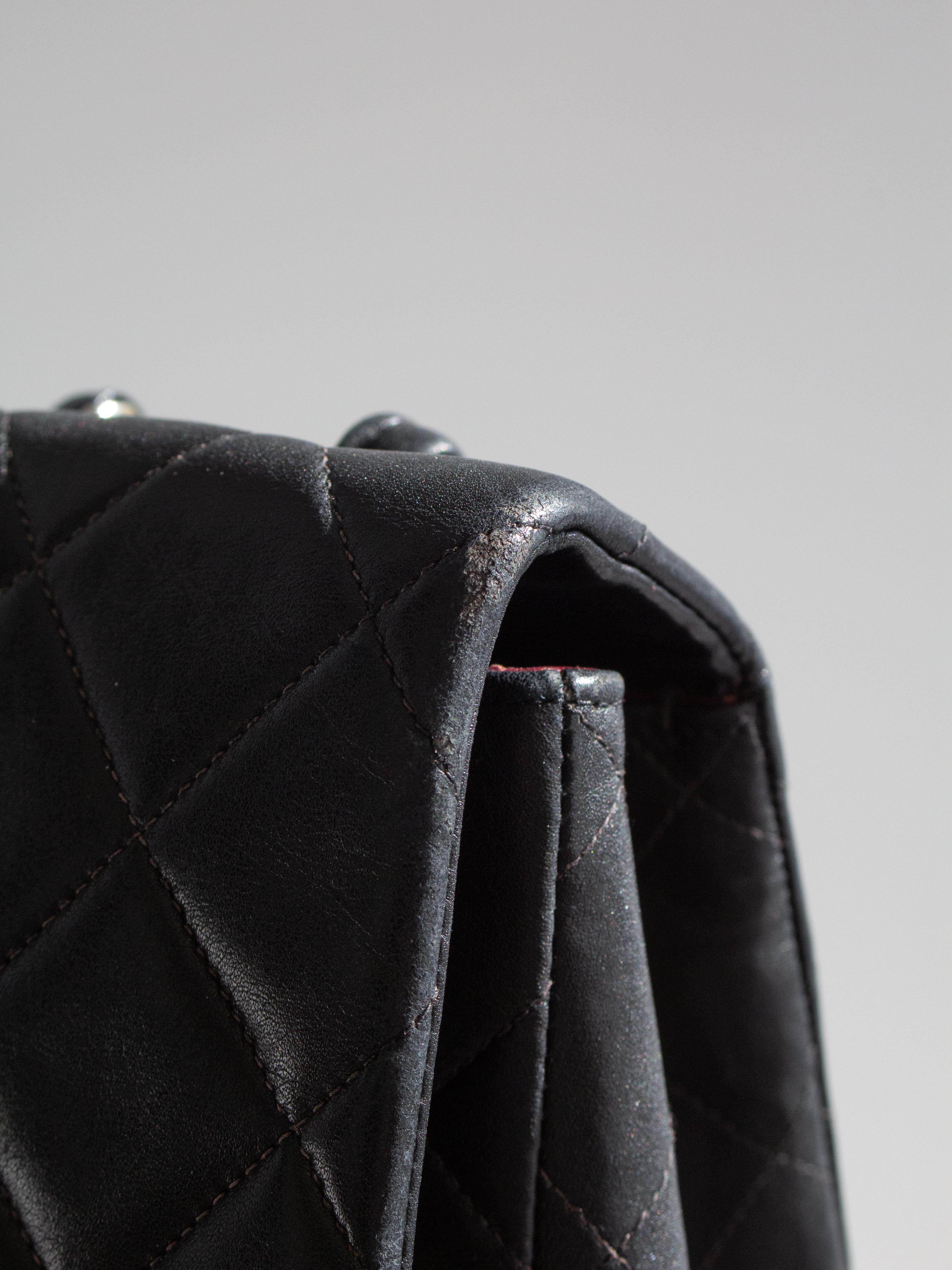 Chanel Vintage Black 24K Gold Quilted Lambskin Jumbo XL Maxi Classic Flap Bag For Sale 7
