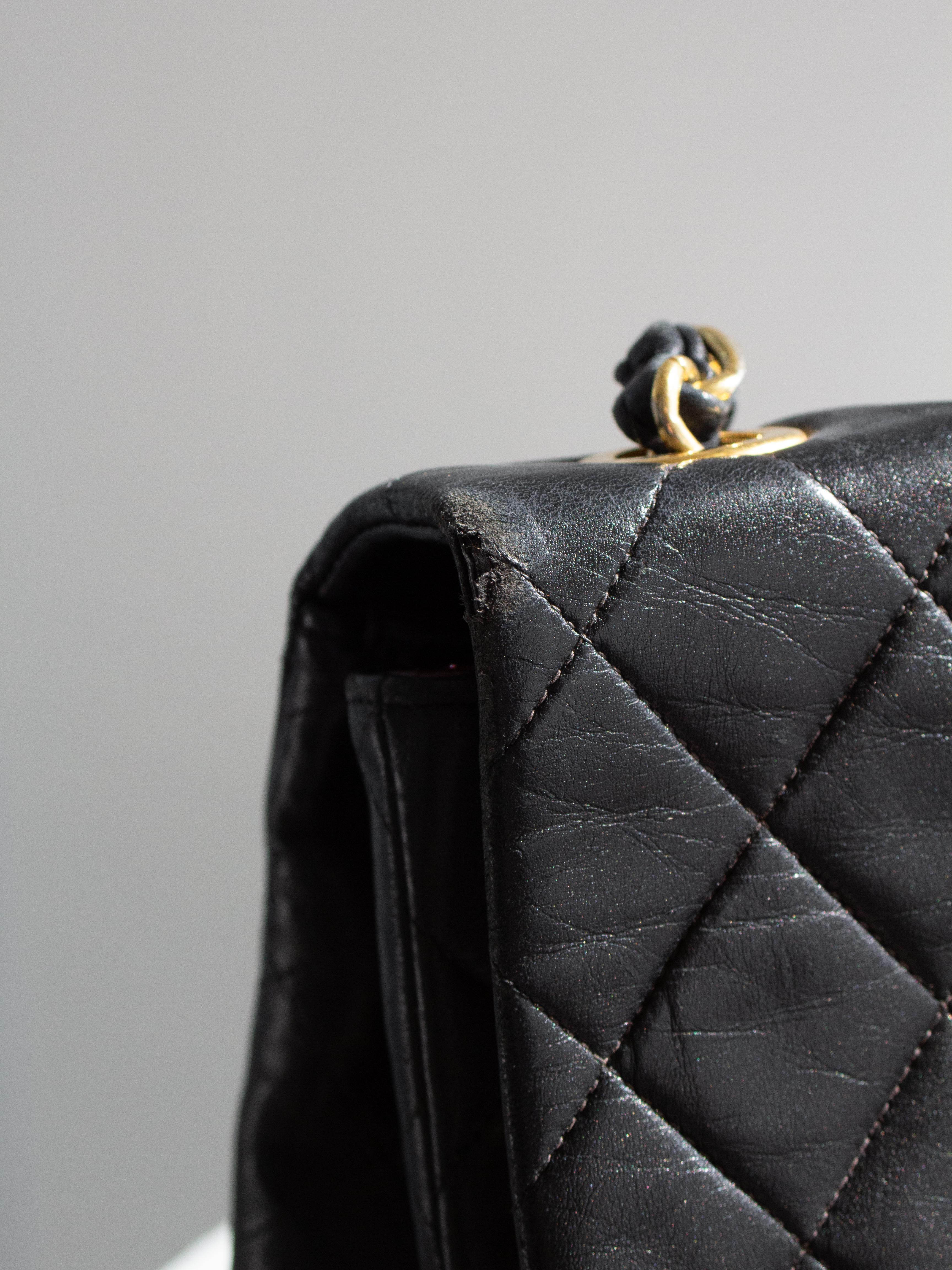 Chanel Vintage Black 24K Gold Quilted Lambskin Jumbo XL Maxi Classic Flap Bag For Sale 4