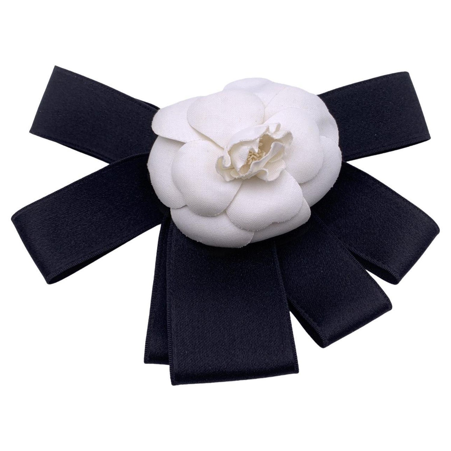 Chanel Authentic Camellia Flower Bow Hair Clip