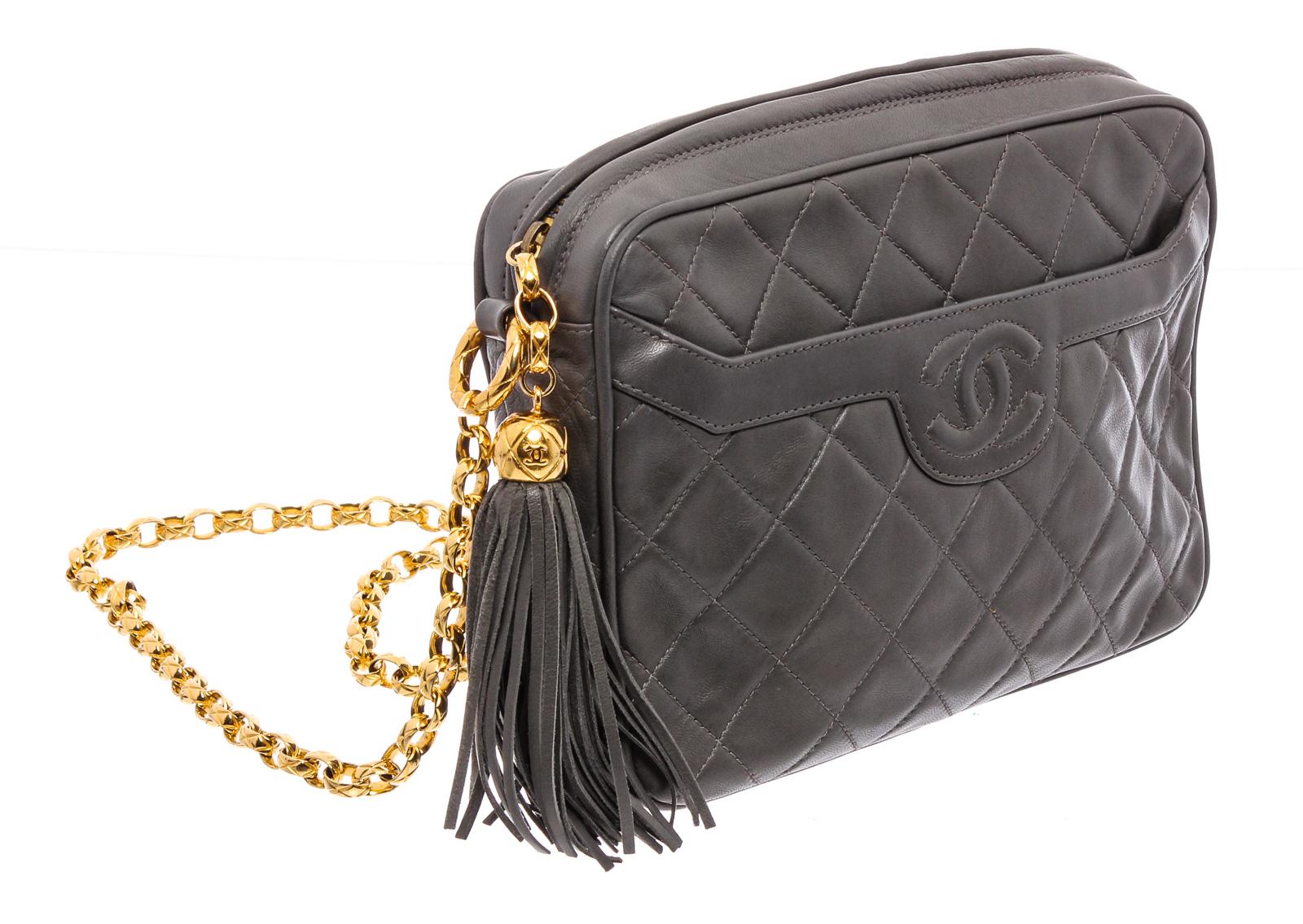 Chanel Vintage Black Calfskin Leather CC Camera Bag 1