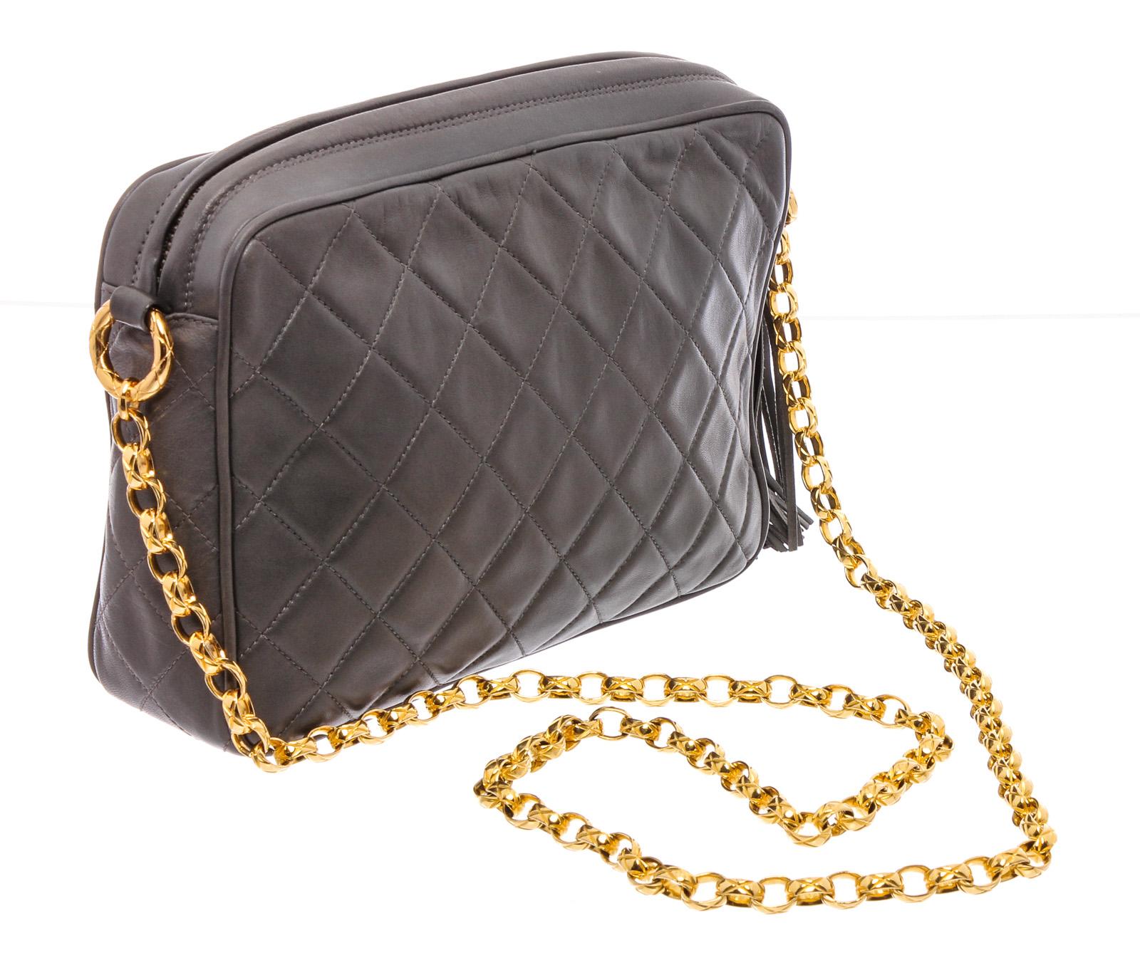 Chanel Vintage Black Calfskin Leather CC Camera Bag 2