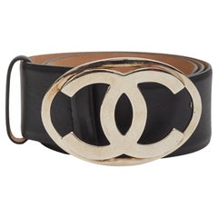Chanel Vintage Black Calfskin Sliver CC Buckle Belt (75/30) 2012