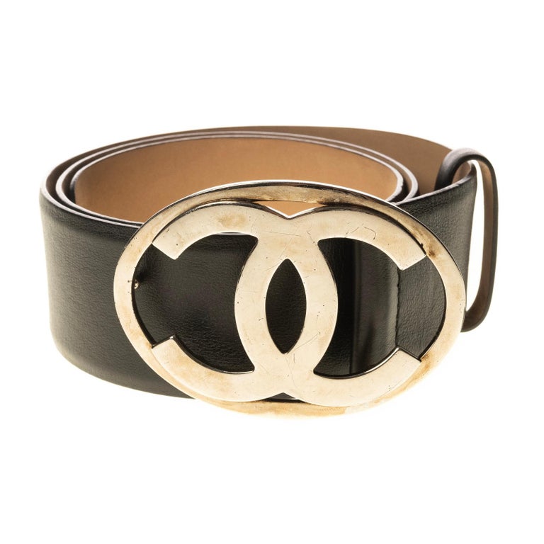 Vintage CHANEL black leather belt with silver clover and CC mark buckl –  eNdApPi ***where you can find your favorite designer  vintages..authentic, affordable, and lovable.