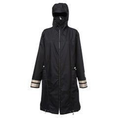 Chanel Vintage Black Canvas Hooded Zip-Up Jacket L