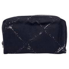 Chanel Vintage Black Canvas Old Travel Line Mini Zip Pouch