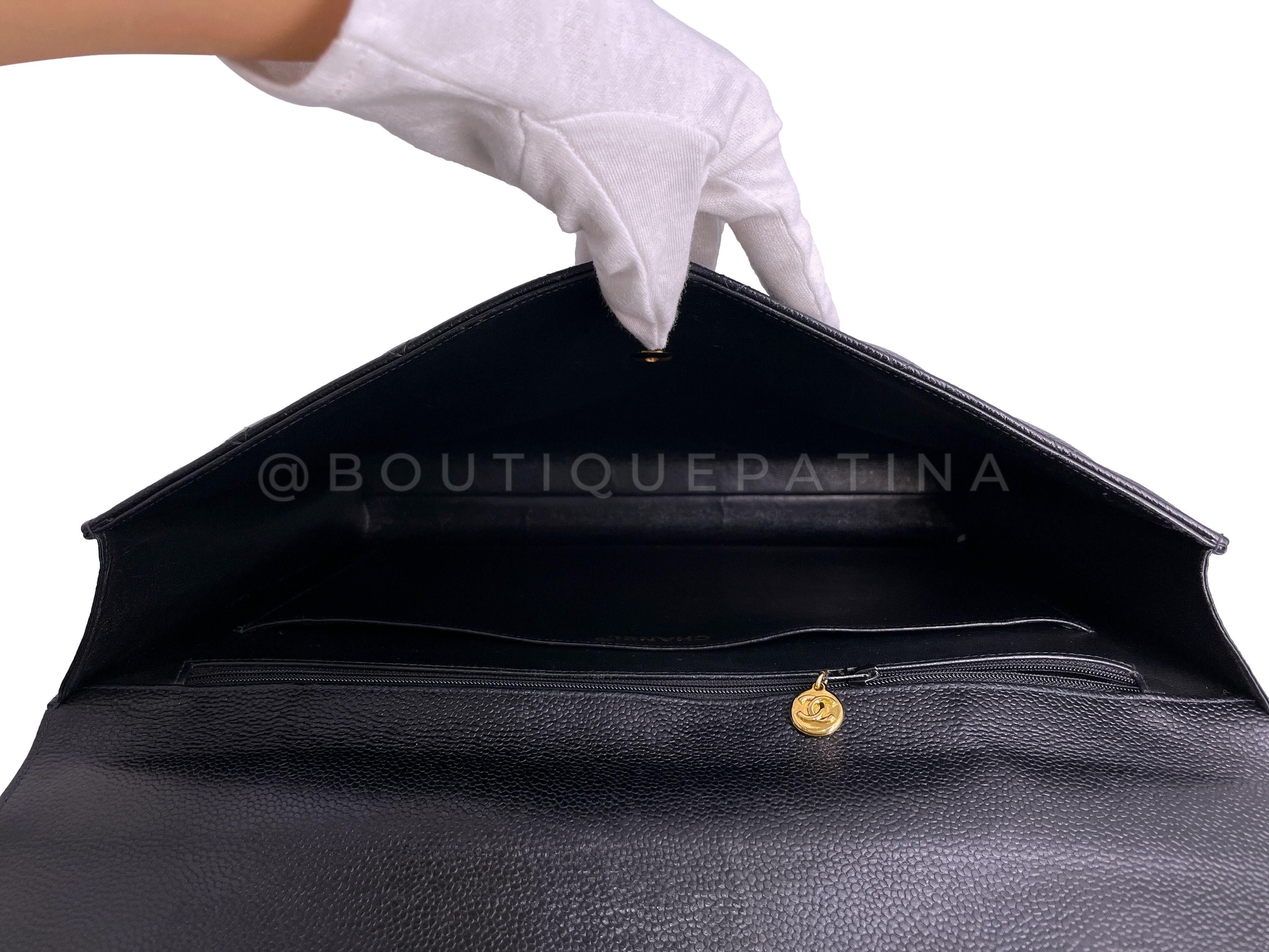 Chanel Vintage Black Caviar Briefcase Tote Bag 24k GHW 64896 For Sale 6