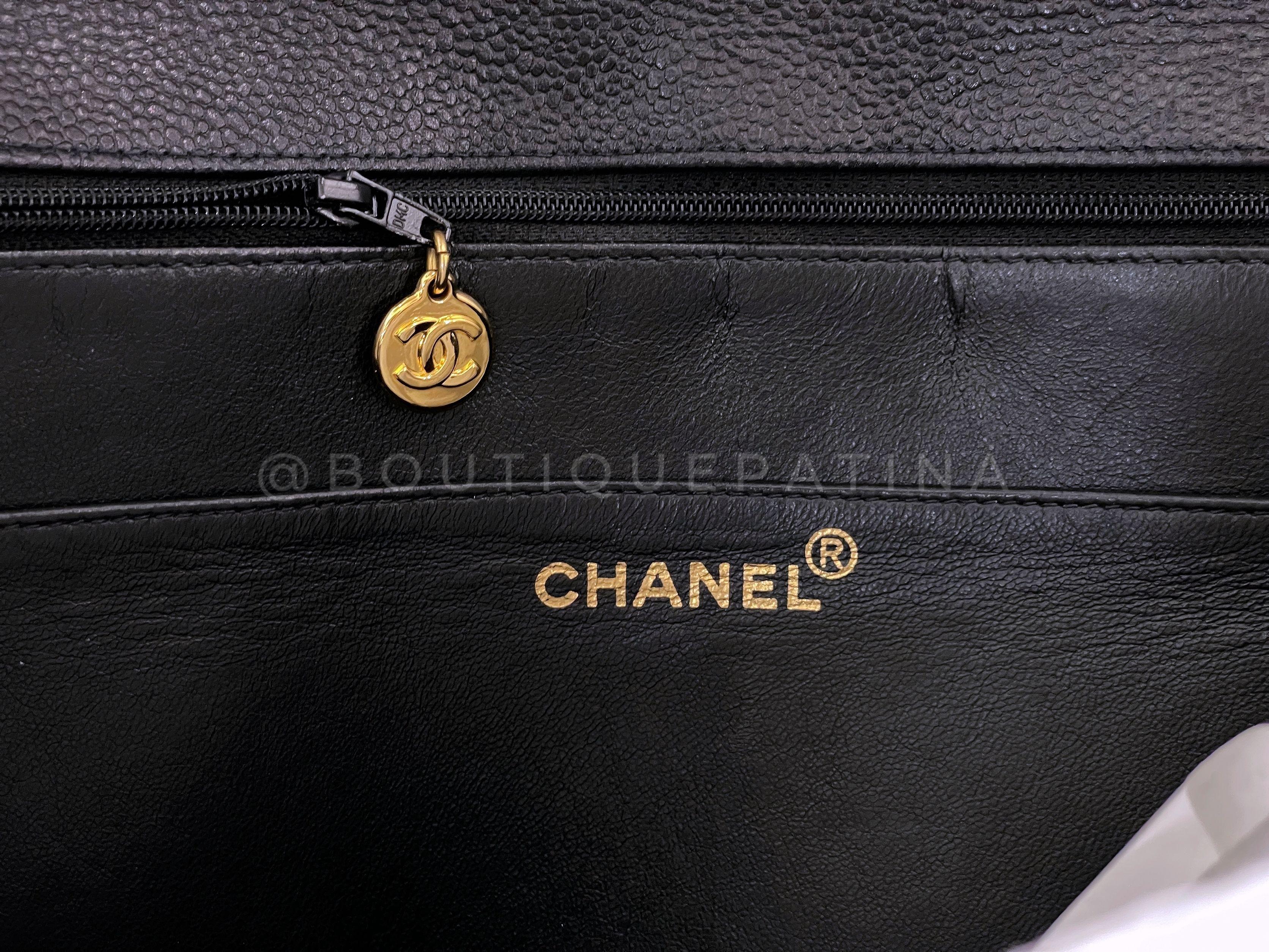 Chanel Vintage Black Caviar Briefcase Tote Bag 24k GHW 64896 For Sale 7