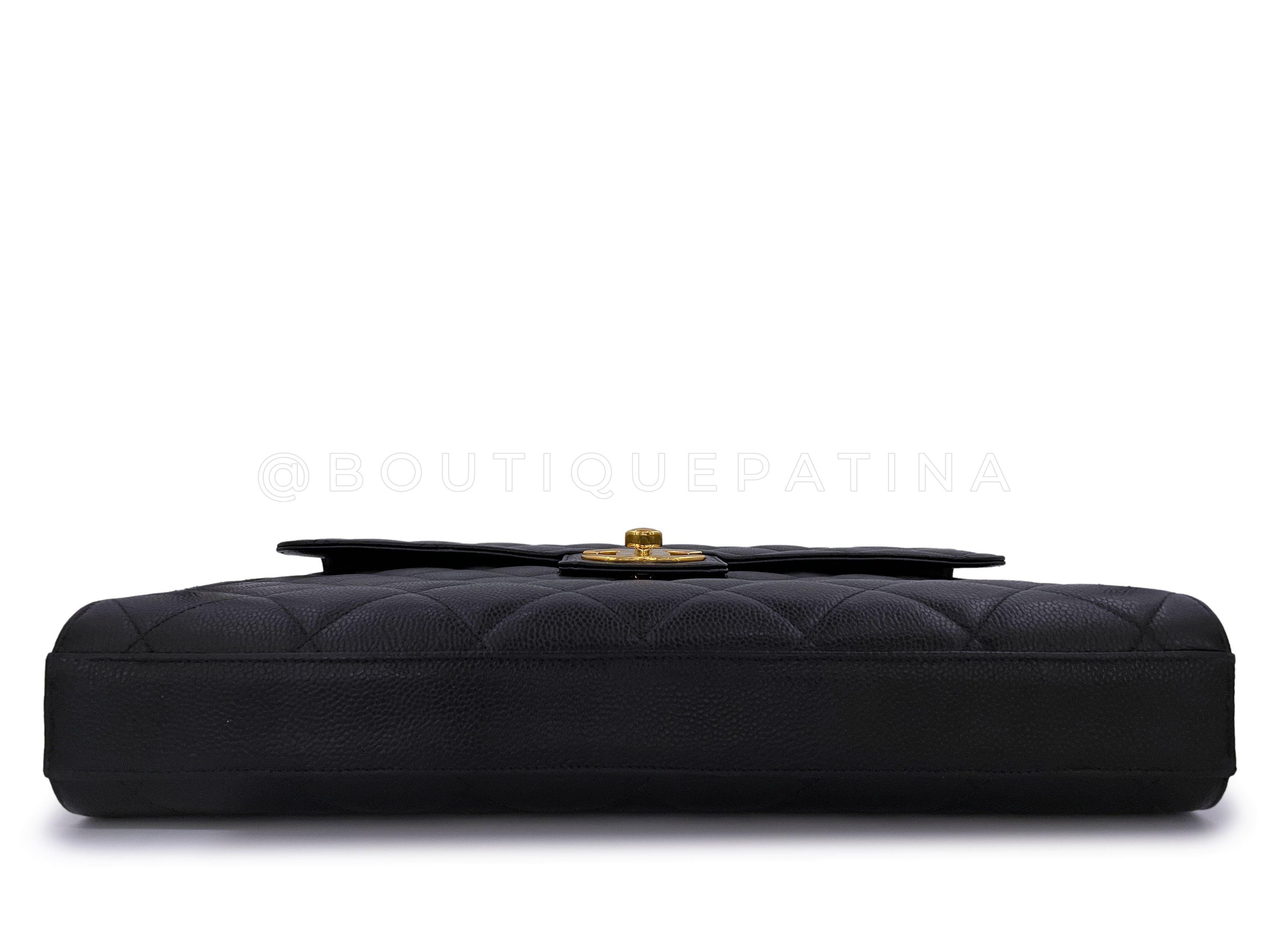 Chanel Vintage Black Caviar Briefcase Tote Bag 24k GHW 64896 For Sale 2