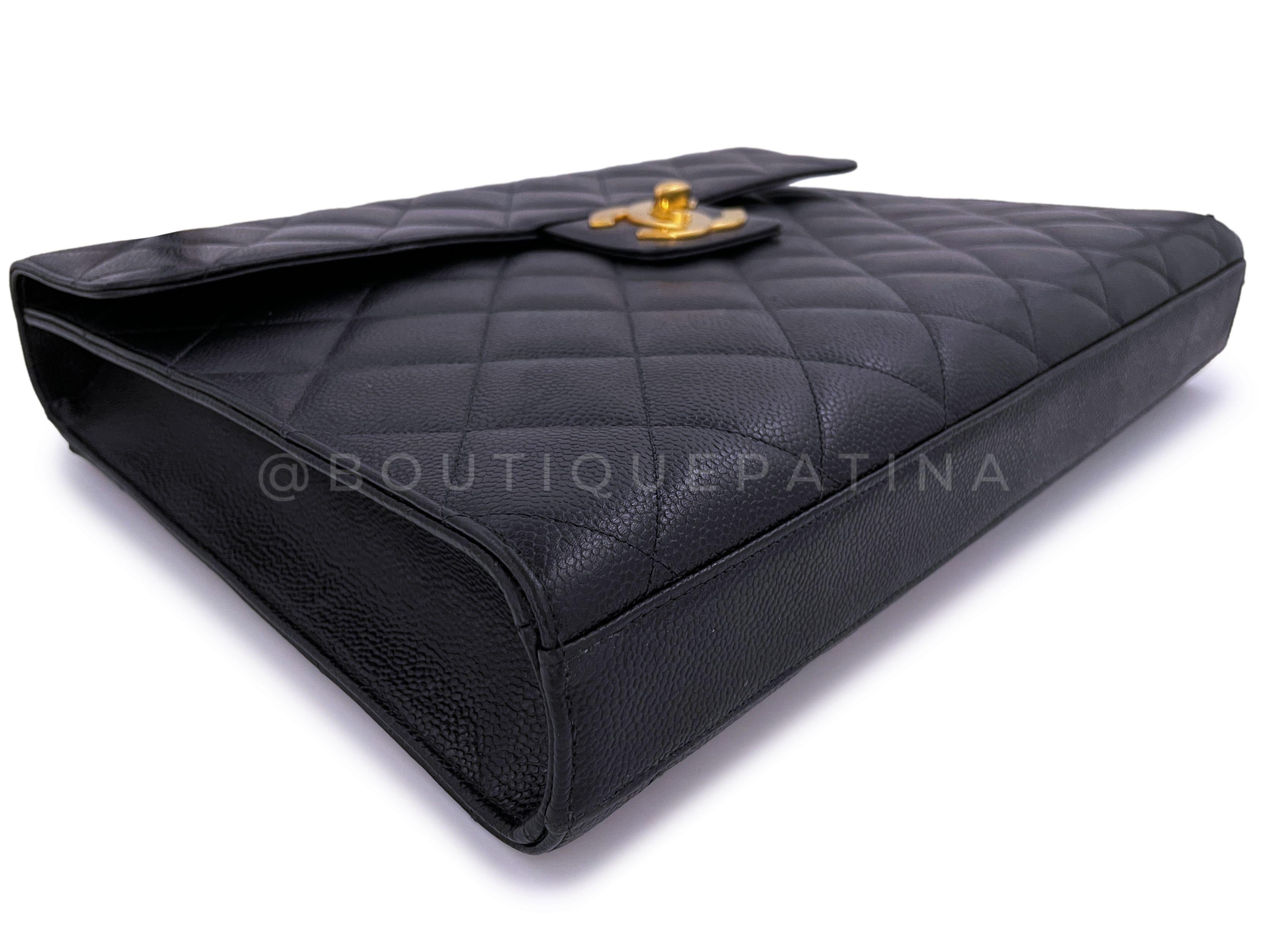 Chanel Vintage Black Caviar Briefcase Tote Bag 24k GHW 64896 For Sale 3