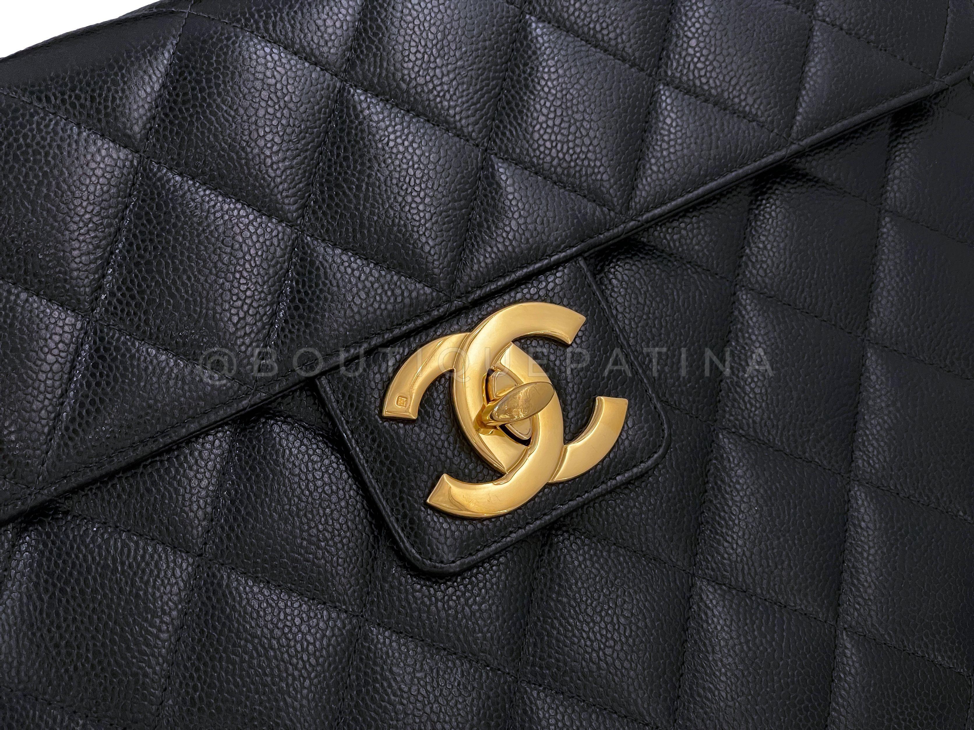 Chanel Vintage Black Caviar Briefcase Tote Bag 24k GHW 64896 For Sale 4