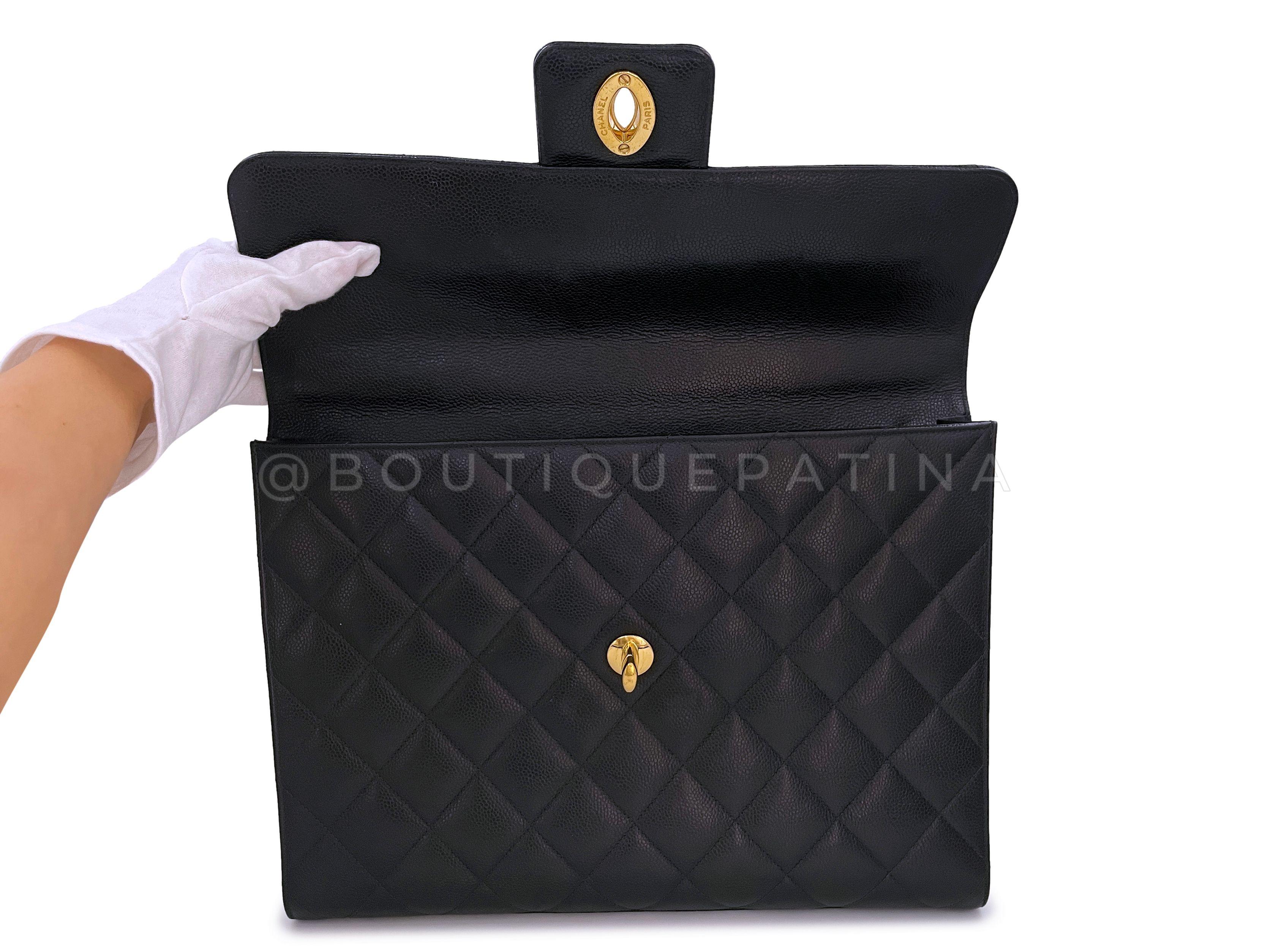 Chanel Vintage Black Caviar Briefcase Tote Bag 24k GHW 64896 For Sale 5