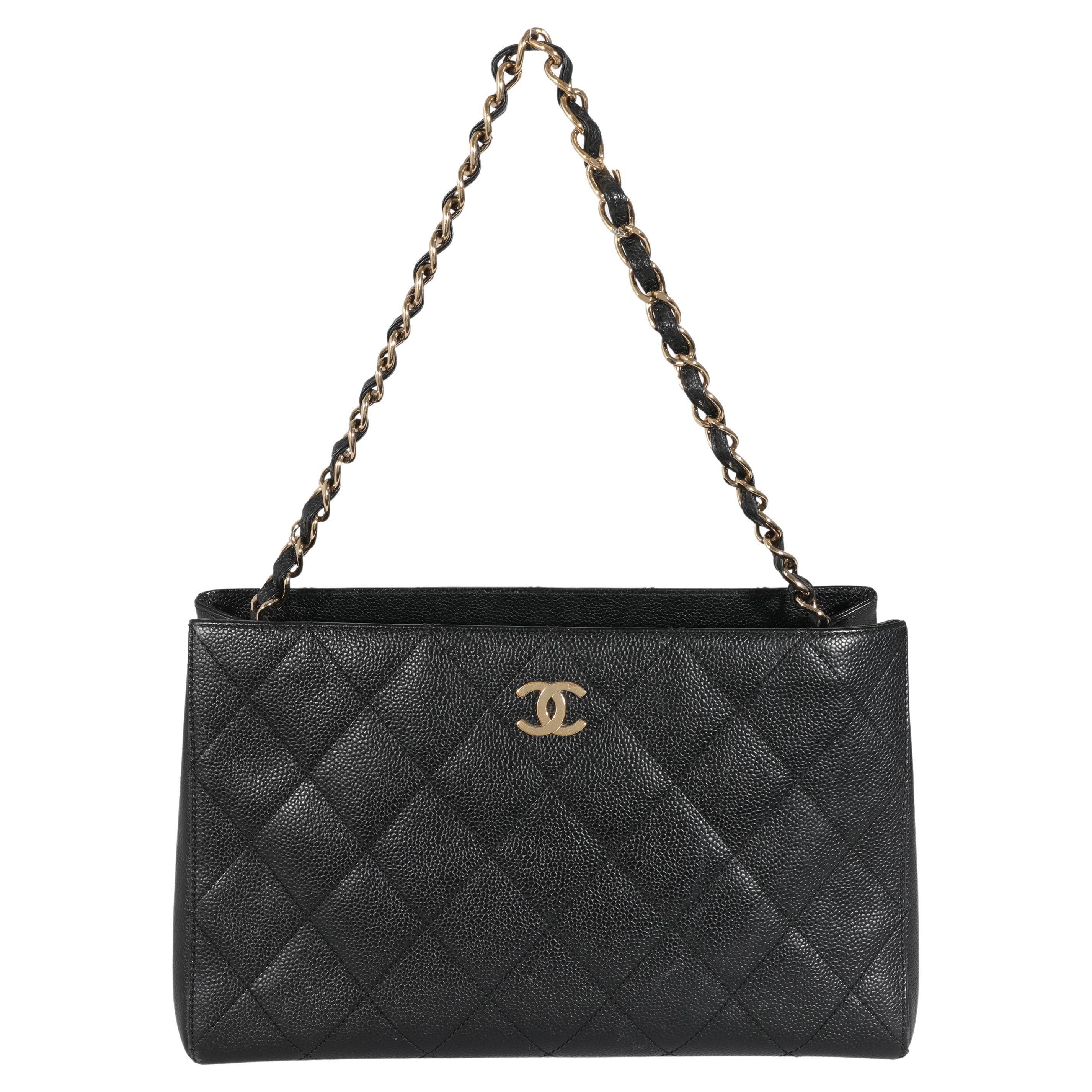 Chanel Vintage Black Caviar CC Shoulder Bag For Sale at 1stDibs