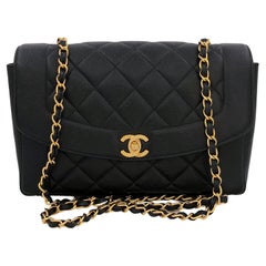 Chanel Vintage Black Caviar Diana Bag Medium 24k GHW 65500