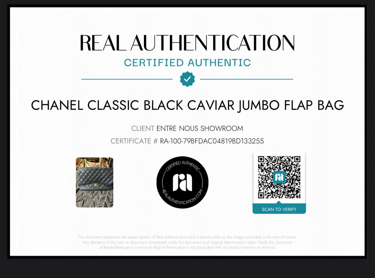Chanel Vintage Schwarze Kaviar Jumbo-Klappentasche mit Klappe  im Angebot 12
