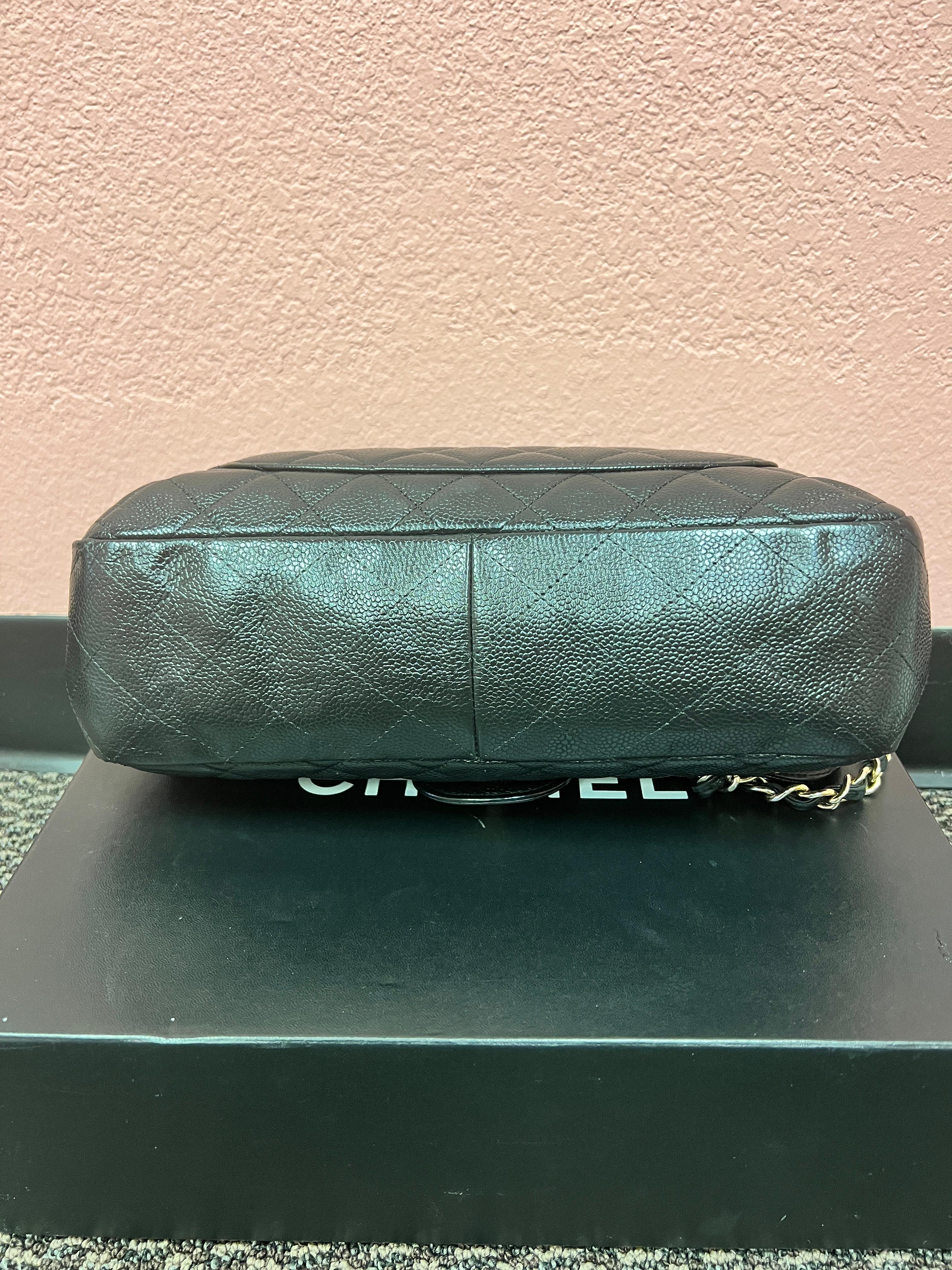 Chanel Vintage Black Caviar Jumbo Flap Bag  For Sale 4