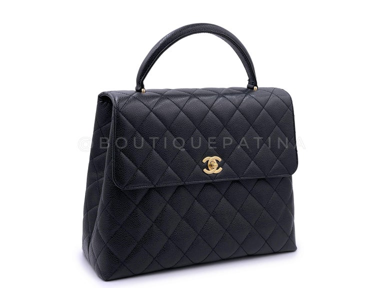 Chanel Vintage Black Caviar Kelly Flap Bag 24k GHW 64891 For Sale at ...