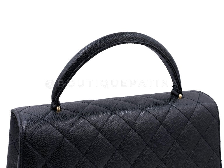 Chanel Vintage Black Caviar Kelly Flap Bag 24k GHW 64891 For Sale at ...