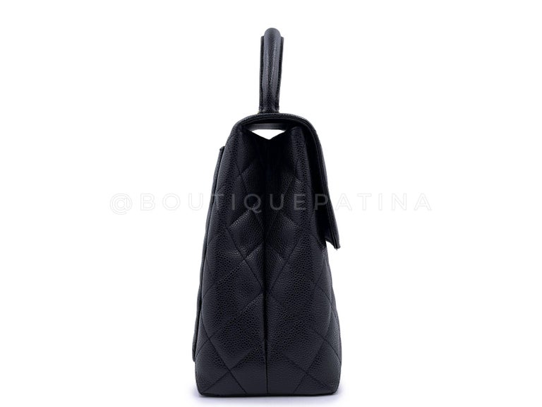 Chanel Vintage Black Caviar Kelly Flap Bag 24k GHW 64891 For Sale at ...