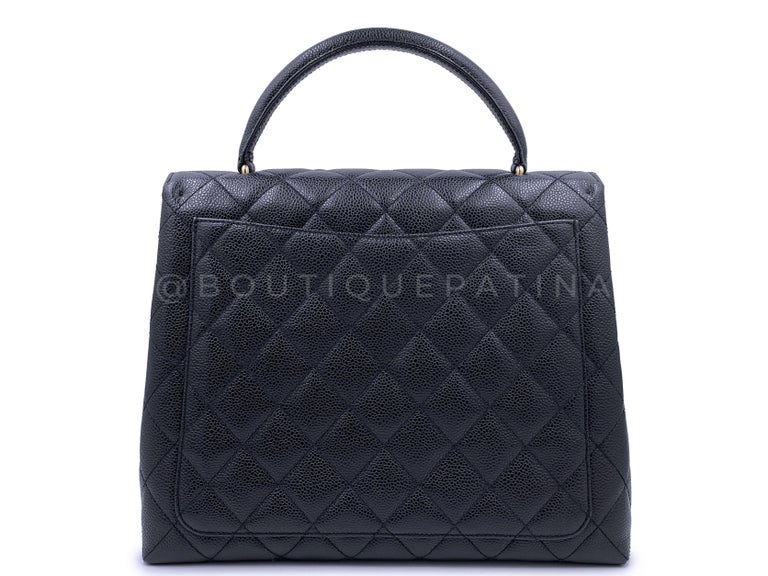 Chanel Vintage Black Caviar Kelly Flap Bag 24k GHW 64891 For Sale at ...