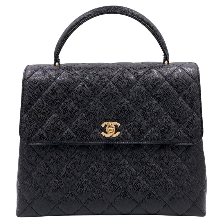 Chanel Vintage Black Caviar Kelly Flap Bag 24k GHW 64891 For Sale at ...
