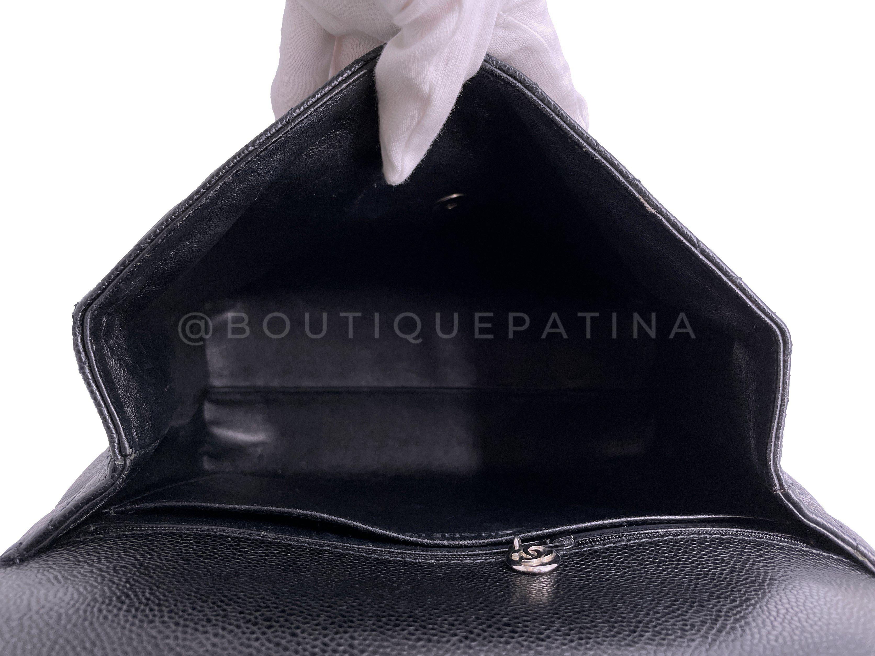 Chanel Vintage Black Caviar Kelly Flap Bag SHW 66026 For Sale at ...