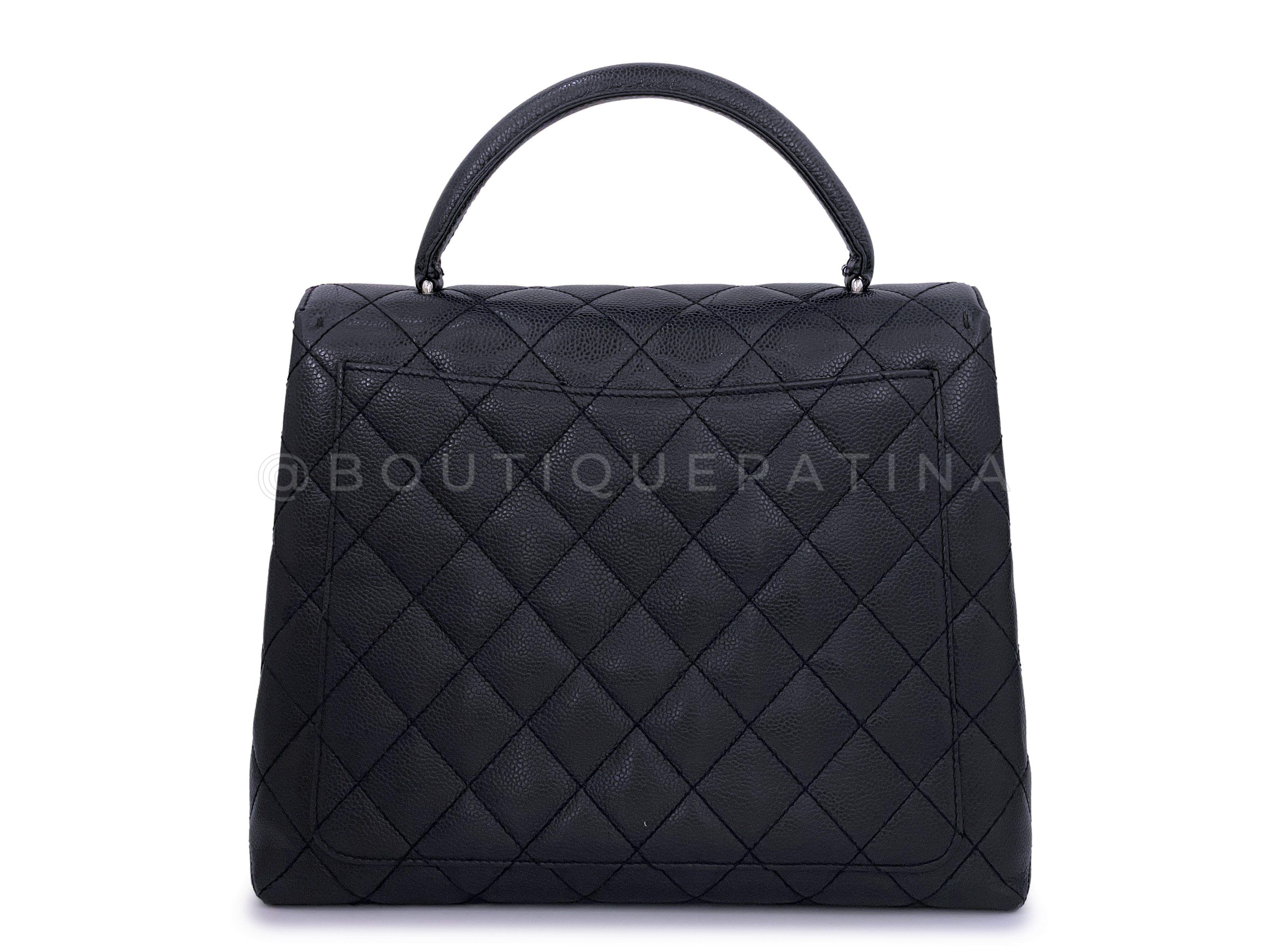 Chanel Vintage Black Caviar Kelly Flap Bag SHW 66026 For Sale at ...