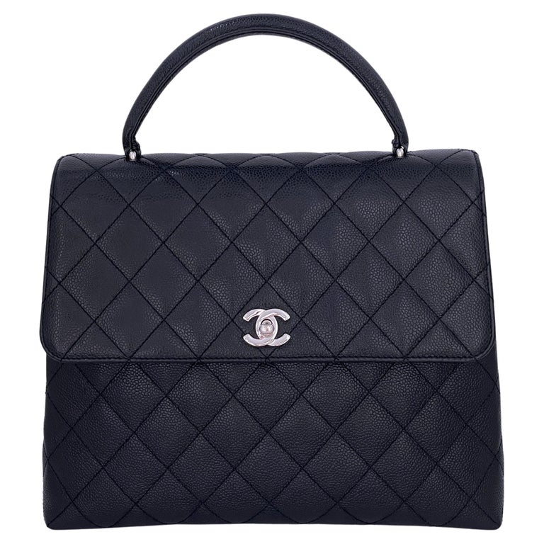 Chanel Vintage Black Caviar Kelly Flap Bag 24k GHW 64891 For Sale at 1stDibs