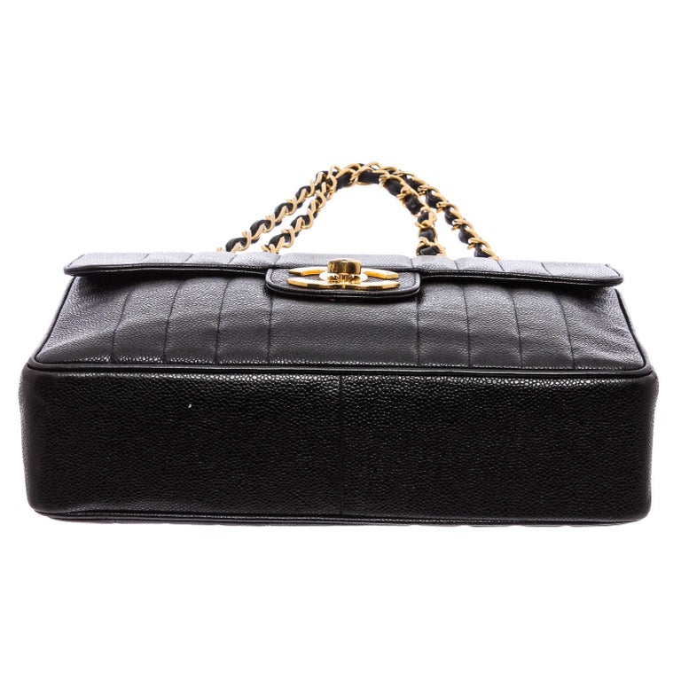 CHANEL Jumbo Gold Hardware Shoulder Bag Extra Large Black Leather