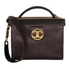 Chanel Vintage Black Caviar Leder Logo Vanity Case Umhängetasche, 1994 - 1996.