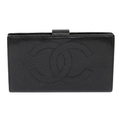 Chanel Vintage Cuir noir caviar Timeless Long Wallet